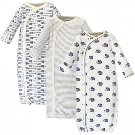 UPC: 0660168676334 | Touched by Nature Baby Organic Cotton Side-Closure Snap Long-Sleeve Gowns 3pk  Hedgehog  0-6 Months