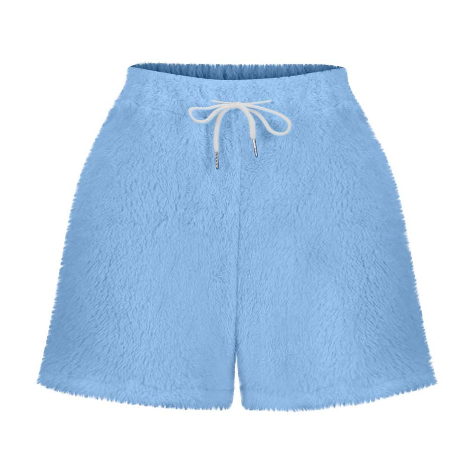 BLTIBY Women's Fuzzy Pajama Shorts Casual Fleece Lounge Short