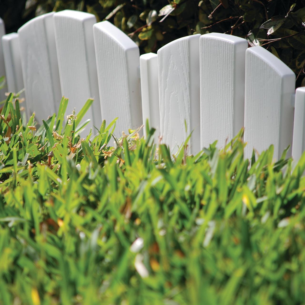 EasyFlex Decorative Adirondack No-Dig Landscape Edging Kit, 10-ft x 4.5in. High, Includes Anchoring Spikes, White