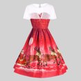 thumbnail image 3 of Vestido columpio retro de manga corta hasta la rodilla con estampado de cuello redondo de Navidad para mujer Fridja  qw3863, 3 of 5