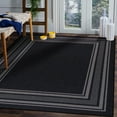 thumbnail image 4 of Beverly Rug Indoor Bordered Area Rugs, Non Slip Rubber Backing Modern Living Room Area Rug, Black, 3x3, 4 of 11