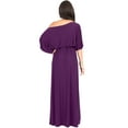 thumbnail image 5 of KOH KOH Long One Off Shoulder Flowy Casual 3/4 Short Sleeve Full Floor Length Cocktail Evening Wedding Party Guest Sexy Tall Maxi Dress Gown For Women Purple Large US 12-14 NT001, 5 of 6
