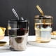 thumbnail image 4 of Kearding Tazas de café helado de vidrio, versátiles y duraderas, con pajita y tapa para llevar o en casa, taza de té helado Mostrada Gris humo+tapa+pajita, 4 of 6