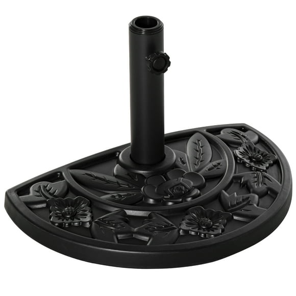 Outsunny Half Umbrella Base 20 lb Heavy Duty Concrete Umbrella Stand Black