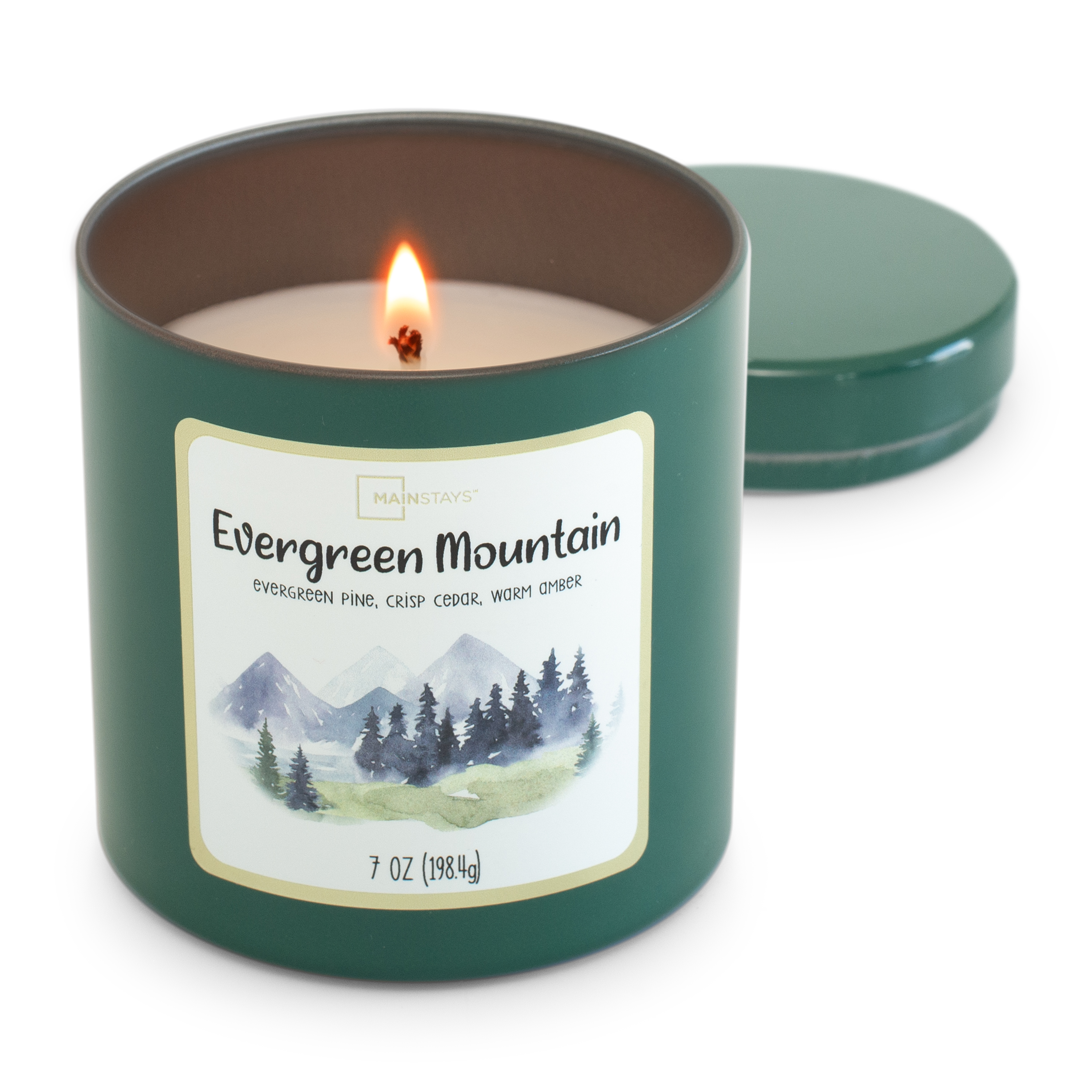 Mainstays Evergreen Mountain Scented Single Wick Candle, 7 oz