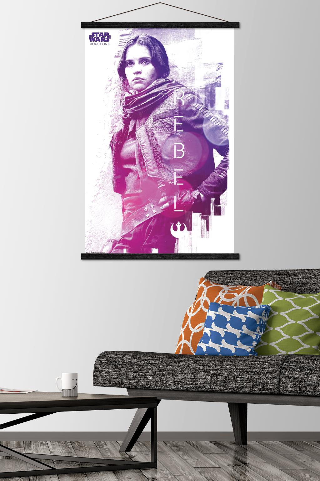 Star Wars: Rogue One - Rebel Wall Poster with Wooden Magnetic Frame, 22.375" x 34"