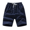 thumbnail image 2 of JingHai Men's Linen Shorts Plus Size 2024 Casual Elastic Waist Drawstring Lightweight Summer Beach Golf Shorts with Pockets Blue XL, 2 of 6