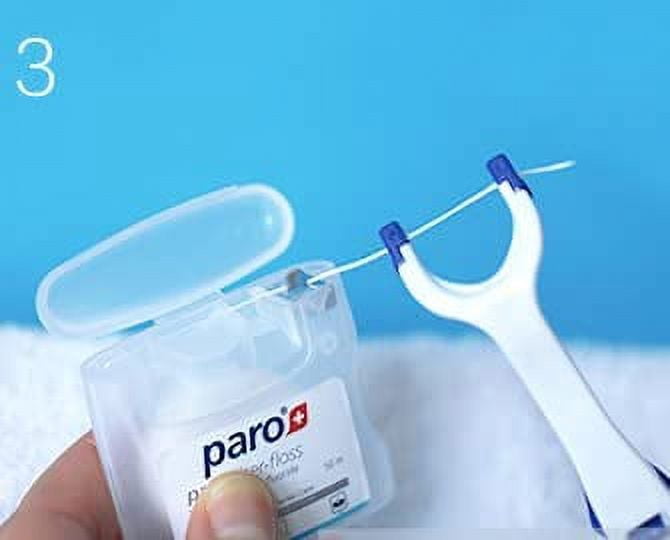 Paro Floss Holder and Paro Riser Floss Mint Waxed Fluoridated Floss 50M