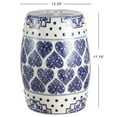 thumbnail image 3 of JONATHAN Y Happy Hearts 17.8" Chinoiserie Ceramic Drum Garden Stool, Blue/White, 3 of 6