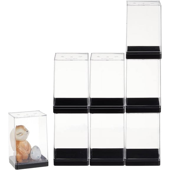 8Pcs Minifigures Display Case Action Figure Storage with Black Base Acrylic Building Block Display Box Clear Display Case for Aciton Figures Model Display 2.5x2.2x3.8 Inch Clear