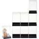 thumbnail image 1 of Vitrina para 8 minifiguras, almacenamiento de figuras de acción con base negra, caja de exhibición de bloques de construcción de acrílico transparente, 1 of 9