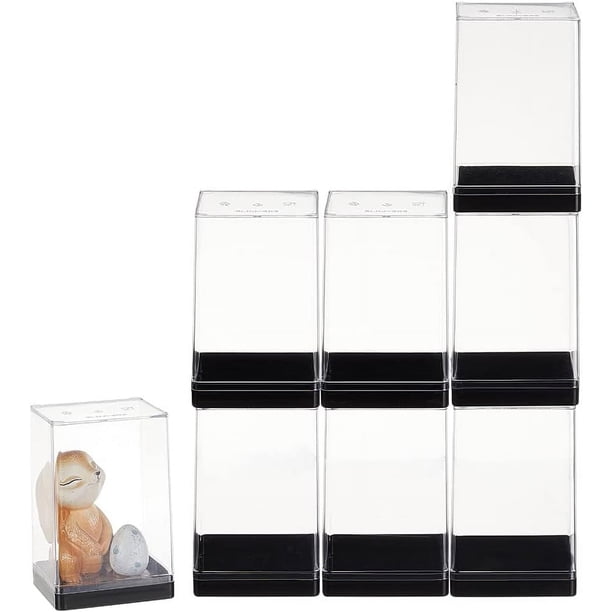 Vitrina para 8 minifiguras, almacenamiento de figuras de acción con base negra, caja de exhibición de bloques de construcción de acrílico transparente