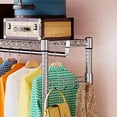 thumbnail image 5 of 3-Tier Heavy Duty Rolling Garment Rack, Chrome Metal Freestanding Closet Wardrobe Rack with Double Rods and Side Hooks, 15.7" D x 45.3" W x 79.6" H, 5 of 12