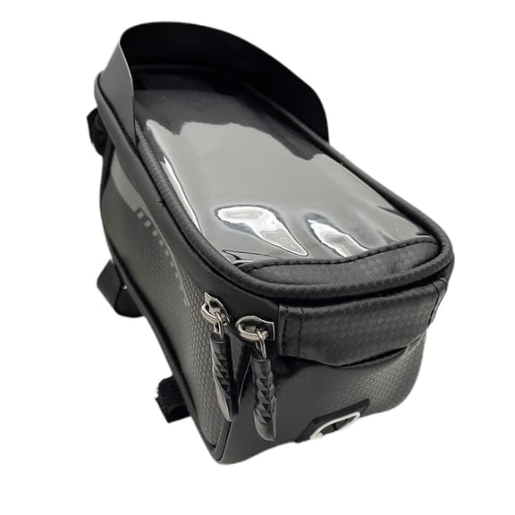 Waterproof Bicycle Storage Bag Double Zippers Bike Front Beam Bag Touch Screen Navigation Mobile Phone Bag for 6.5 Inch Smartphone