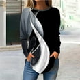 thumbnail image 2 of White Plus Size Woman Shirts, Long Sleeve Plus Size Womens T Shirts, Weekend Polyester Plus Size Women'S Tops, Women's Printed Fashion Casual Pullover Round Neck Top, 2 of 9