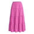 thumbnail image 6 of ZOYOEN Girls Eyelet Ruffled Skirts- Casual Cute Elastic Waist Trendy Kids Maxi Skirt Hot Pink Size 4-14, 6 of 7