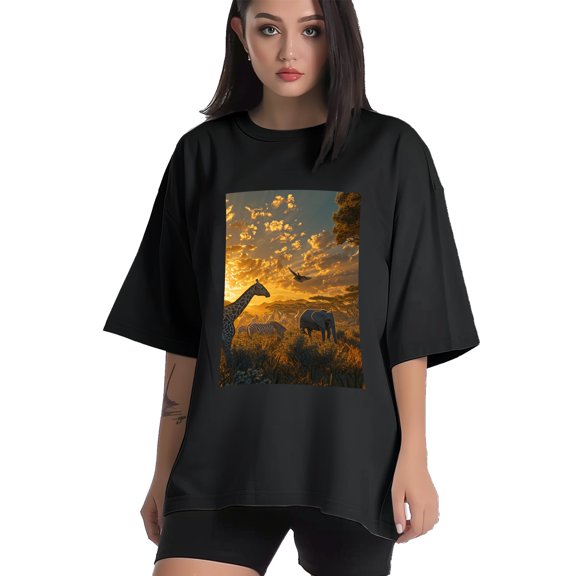 Plus Size Shirt for Women Black Tops for Women Short Sleeves Shirt for Women Giraffe (2) T Shirt Crewneck Shirt for Women XS