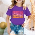 thumbnail image 2 of Hessimy Girls Ruffle Sleeve T Shirts Summer Short Sleeve Casual Cute Crewneck Tops Tees(Purple,7-8 Years), 2 of 4