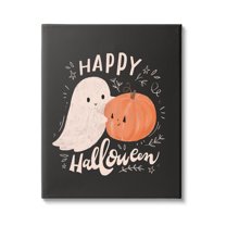 Happy Halloween Smiling Ghost Pumpkin Holiday Graphic Art Gallery Wrapped Canvas Print Wall Art