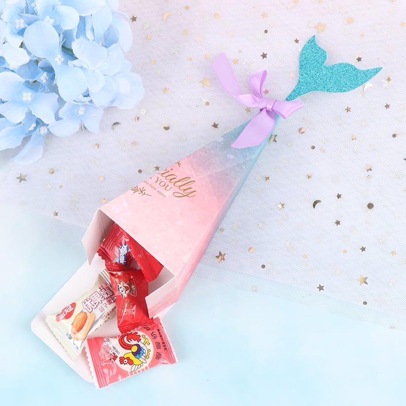 Details about   10x Mermaid Candy Boxes Colourful Mermaid Tail Bow Knot Box hochbod show original title 