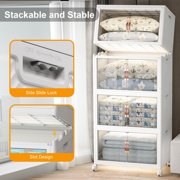 UAMFURI 640QT Stackable Storage Bins with Lids and Wheels, Foldable Closet Organizers, 40GAL*4Pack Plastic Storage Drawers for Kitchen, Bedroom, Dorm