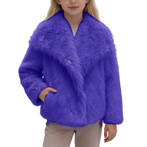 MEZZALL Coats Girls Elegant Shawl Collar Winter Jacket Outerwear Soft Coats Kids Classic Long Sleeve Tops