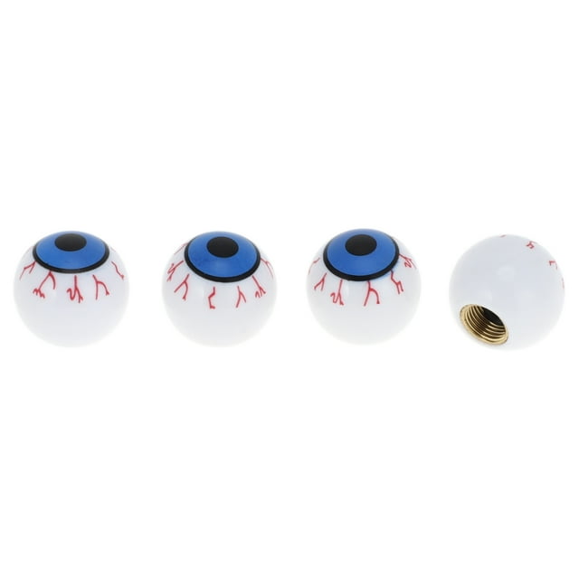 Tapones de Vástago de Válvula de Neumático Decorativos Forma de Ojo Blanco Cubiertas de Polvo de Válvula de Neumático 7x19mm Plástico Cobre 4 Pcs
