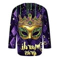 thumbnail image 4 of Camisas de Manga Larga para Hombres, Mardi Gras Imprimir Botón Solapa Camisa Casual, Fiesta Superior, 4 of 8