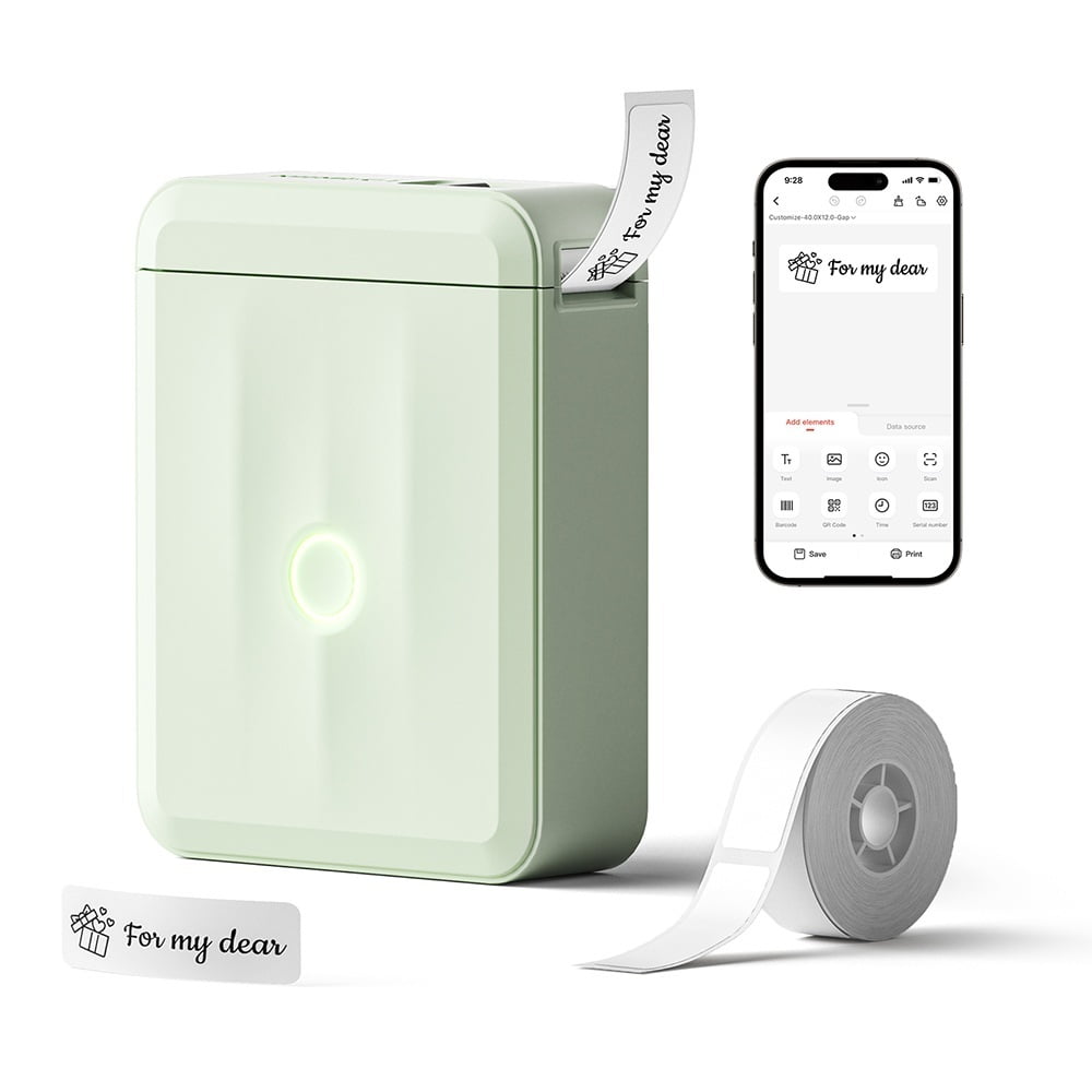 D110 Mini Handheld Thermal Label Maker Wireless Sticker Machine Inkless Pocket with Label Sticker ,Fast-Drying Ink with Crisp Output