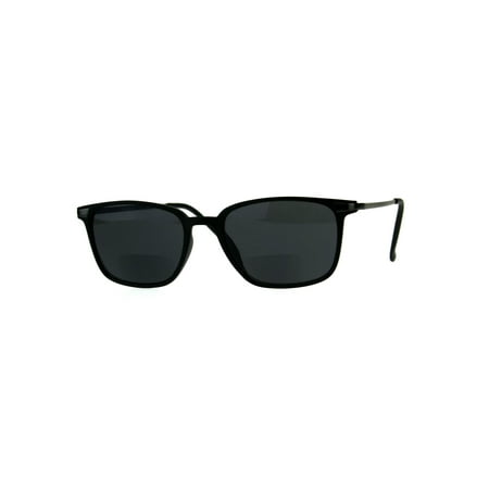 Mens Rectangular Plastic Bifocal Reading Lens Sunreader Sunglasses Matte Black 1.0