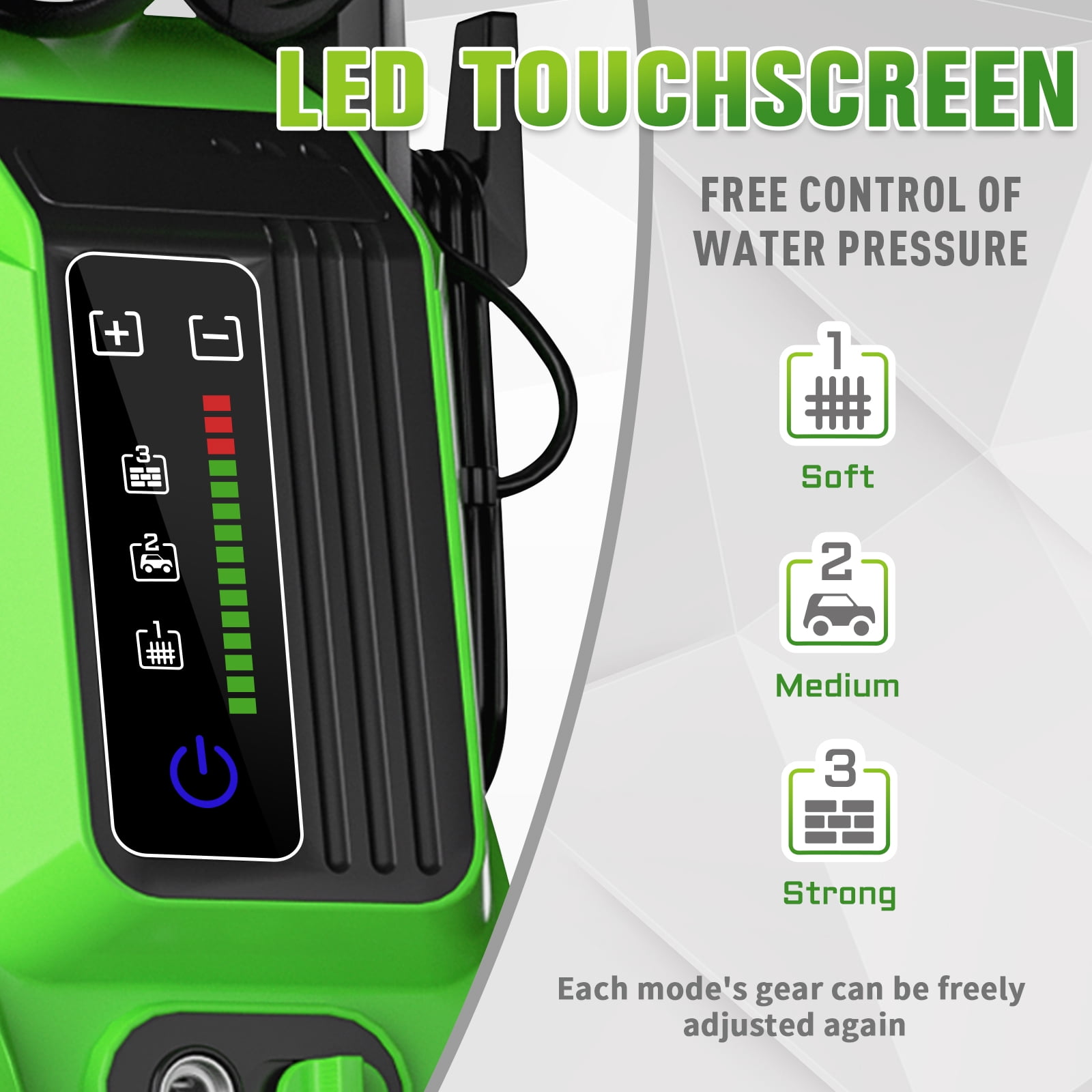Electric Pressure Washer 5000PSI-Max 3.6GPM Power Washer Touch Screen Adjustable Pressure,4 Nozzles and 500ml Foam Cannon Power Washer Cleaning for Patio