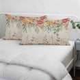 thumbnail image 3 of Watercolor Floral Pillow Covers, Linen Long Throw Pillow Case, Spring Roses Eucalyptus Leaf Plants Beige Holiday Pillow Protector Decorative Cushion Cover for Living Room/Bedroom 24" x 36", 3 of 8
