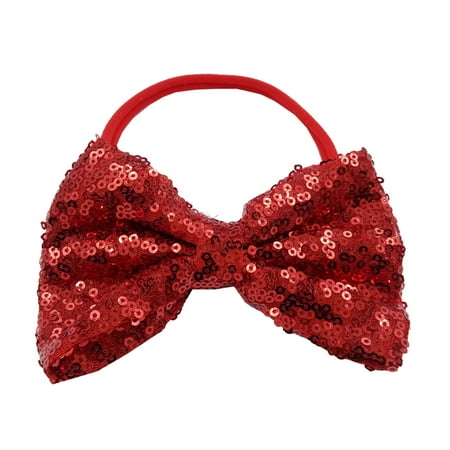 

nsendm Toddler Baby Girls Paillette Headband Bowknot Elastic Hair Band For Small Gift for Kids Hairclip Red One Size