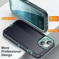thumbnail image 4 of Nalacover Rugged Case for iPhone 14, Triple-Layers Heavy Duty Hard PC + Soft TPU Hybrid Military Grade Shockproof Anti-Scratches Cover with Non-Slip Strip Lens Protection Case for iPhone 14,Blue, 4 of 8