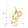 thumbnail image 4 of 14k Yellow Gold Small Fancy Script Letter P Initial Charm Pendant, 4 of 4