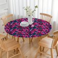 thumbnail image 3 of Round Fitted Tablecloth with Elastic Edges Fits 36"-44" Round Tables Pioneer Colorful Floral Waterproof Table Cover Washable Indoor and Outdoor for Party Kitchen Dinner Banquet Patio Picnic, 3 of 7