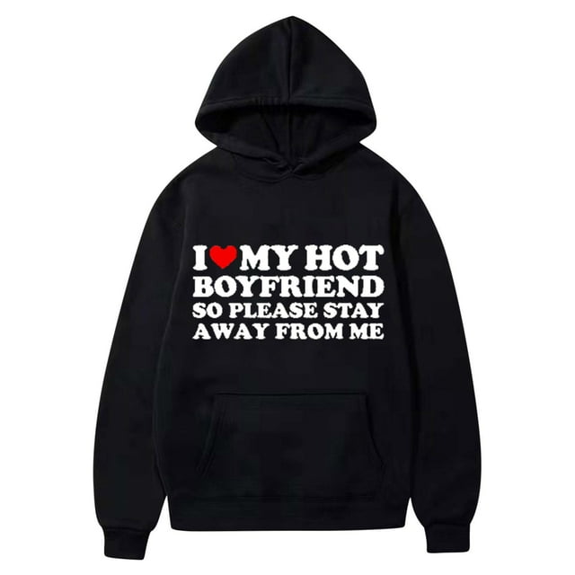 DPTALR Valentine's Day Couple Print Hooded Fleece Pocket Sweater Coat