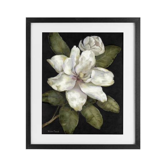 Stupell Industries Traditional Budding Magnolia Blooms Black Framed Print Under Glass, 13 x 16, by Nan