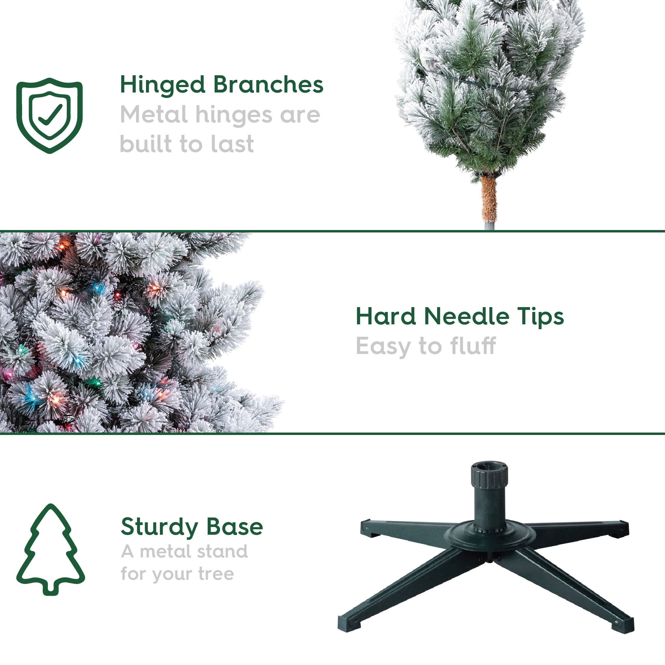 7.5' Pre-Lit Warren Pine Snow-Flocked Green Artificial Christmas Tree with Color-Changing LED Lights and Stand, by Holiday Time
