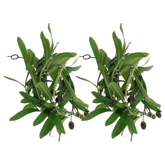 ELAYARD 2Pcs Artificial Faux Olive Tree Branches Green Leaves Gar for Home Decor