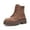 Brown, variant on Lace-up Combat Boots Ankle Bootie for Women-Water-Resistant Side Zip Platform Lug Sole Boots
