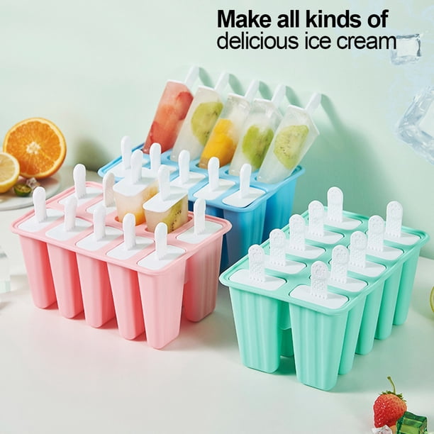 Moldes Para Paletas Bandeja de moldes de paletas de hielo de bricolaje para el hogar para hacer helados de silicona (verde de 10 celdas)