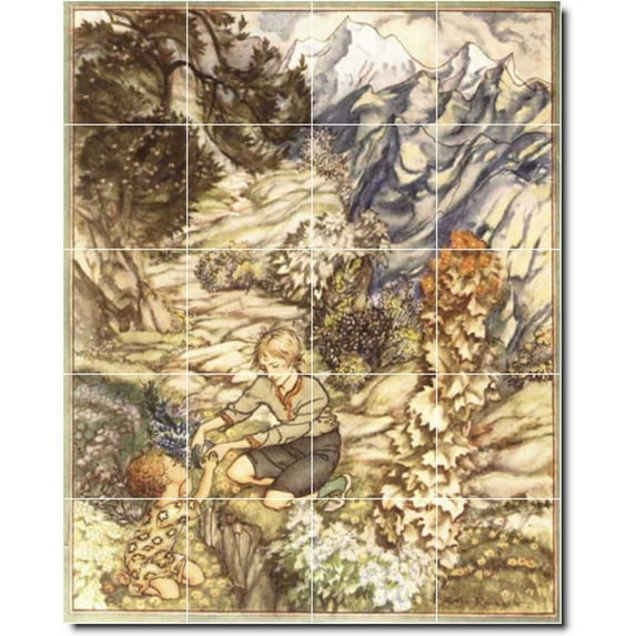 Ceramic Tile Mural-Arthur Rackham Illustration Painting 19. 17" w x 21.25" h using (20) 4.25 x 4.25 ceramic tiles