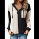 thumbnail image 2 of Sudadera con Capucha para Mujer, Cuello Abotonado, Cordón Ajustable, Sudadera Informal de Larga, Camisetas. Negro L, 2 of 7