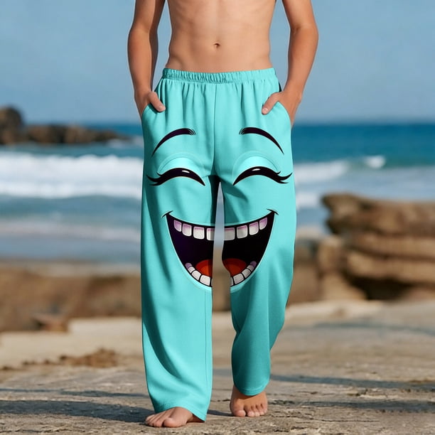 Pantalones largos para niños y niñas, de moda, estampados, casuales, de playa, con bolsillos.