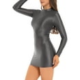 thumbnail image 2 of inhzoy Women Oil Glossy Micro Mini Dress Tight Pencil Short Dress, 2 of 5