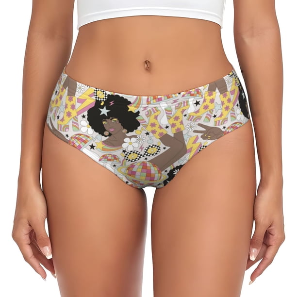 Fotbe Groovy Disco Calzones Estampados para Mujer – Ropa Interior de Algodón, Cómoda, Suave y Elástica-XX-Large