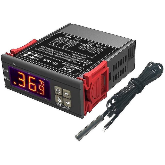 Controlador de temperatura Stc-1000, termostato digital versátil de 12v 10a con sonda Ntc para prueba, escotilla de calefacción y refrigeración