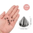 thumbnail image 3 of Uxcell 100Pcs Studs de Cono de Picos 0.31x0.31" Plástico con Agujero para Manualidades Negro Metálico, 3 of 6