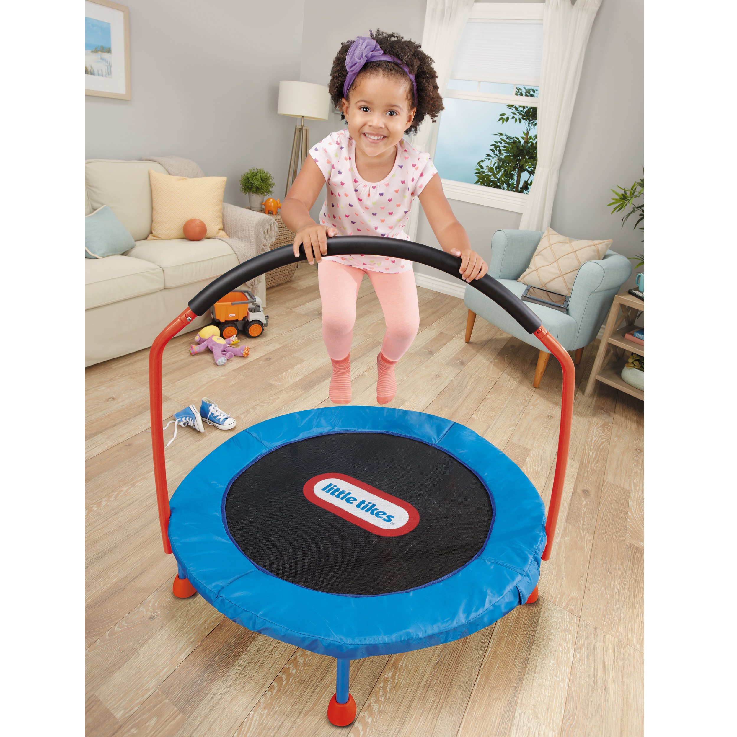 Little Tikes Easy Store 3-Foot Trampoline, with Hand Rail, Blue - image 3 of 8